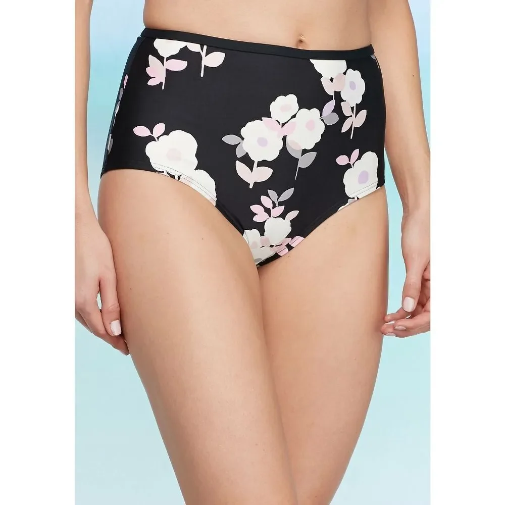 New! KATE SPADE Women's Floral Print High Waist Swim Bottoms Size Large NWT
